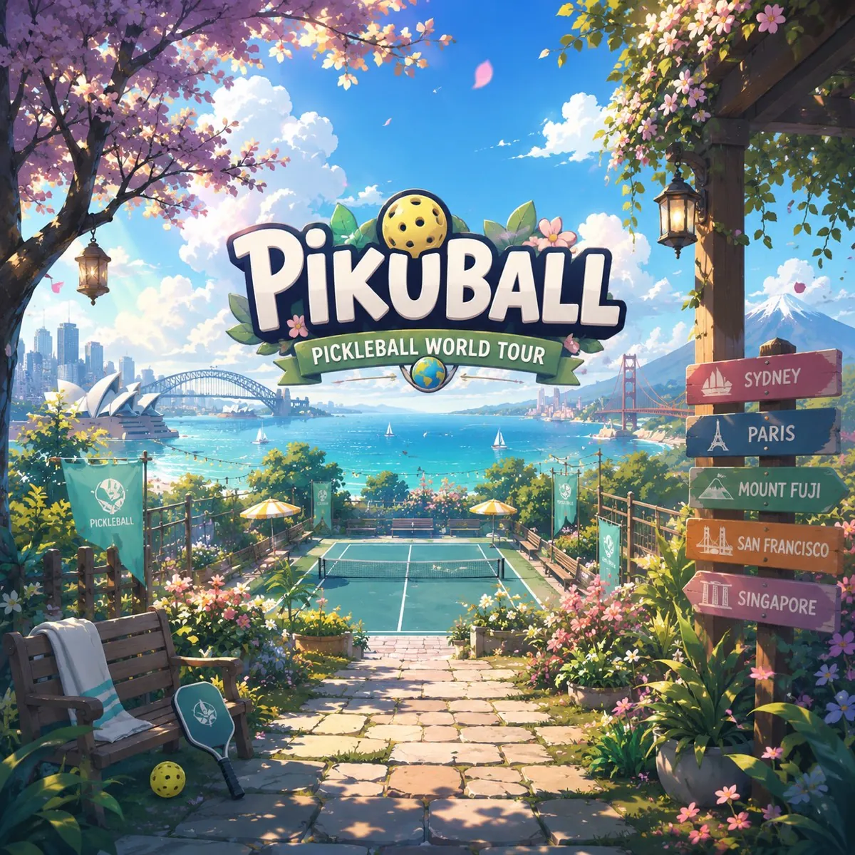 The Pikuball garden court: a pickleball world tour