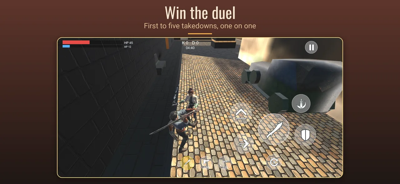 A one-on-one duel, first to five