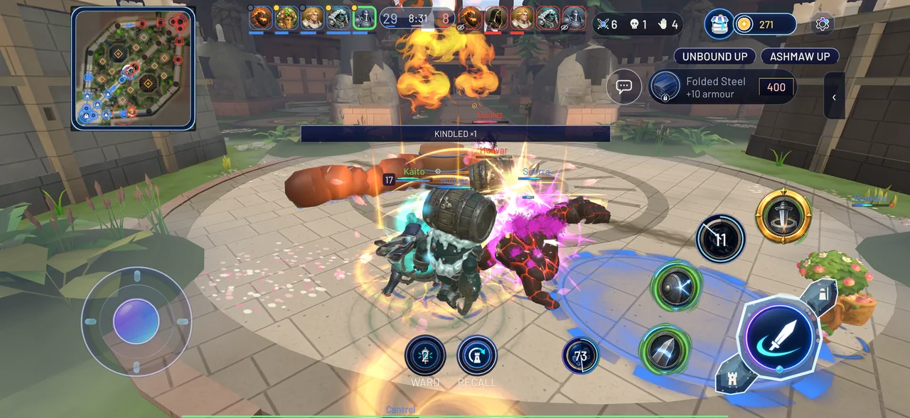 A five against five team fight in a Conquest lane